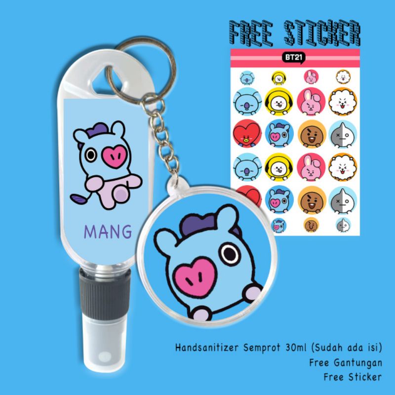 FREE GANTUNGAN KUNCI+STICKER BT21 HAND SANITIZER/POUCH HANDSANITIZER BT21