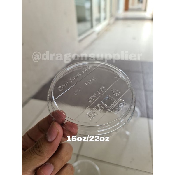 MINIMAL ORDER 50 PCS  Lid Strawless uk 16oz/22oz pet /tutup Strawless Merek gosyen GPC. C98