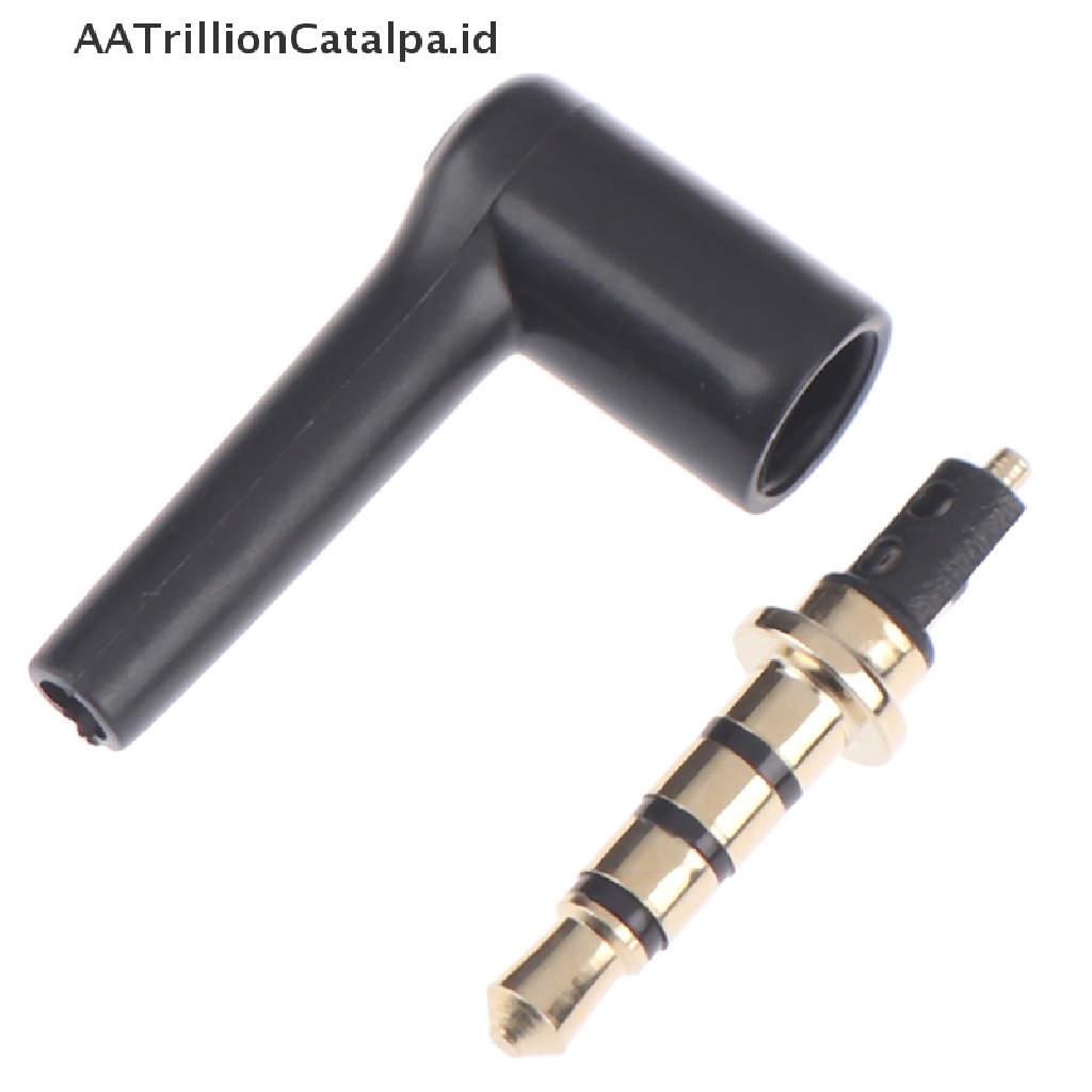 (AATrillionCatalpa) 2pcs / lot plug jack Audio 3.5mm 90 Derajat 3 / 4 pole 3.5 Lapis Emas