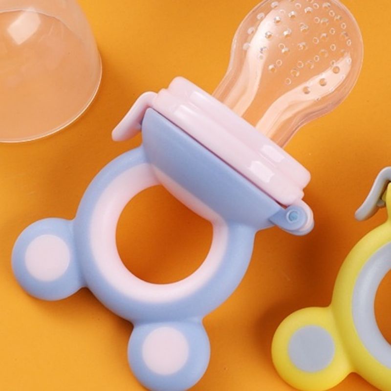 EMPENG BUAH Baby dot buah Fuit Food Feeder Tetther Gigitan Bayi makanan MPASI dot botol bubur bayi MURAH-Abu Pink