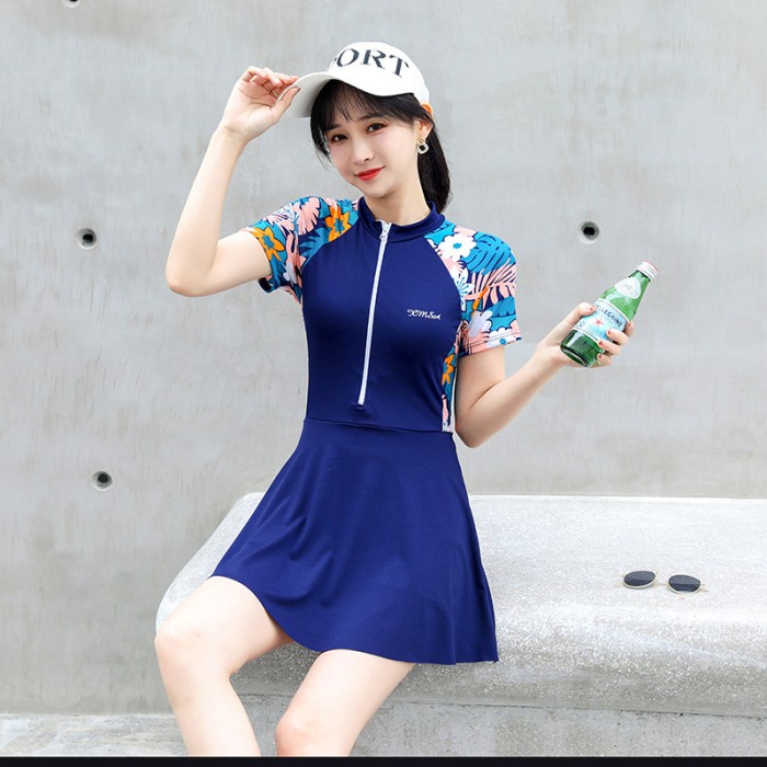 2022 Baju Renang Wanita Biru Laut Poliester