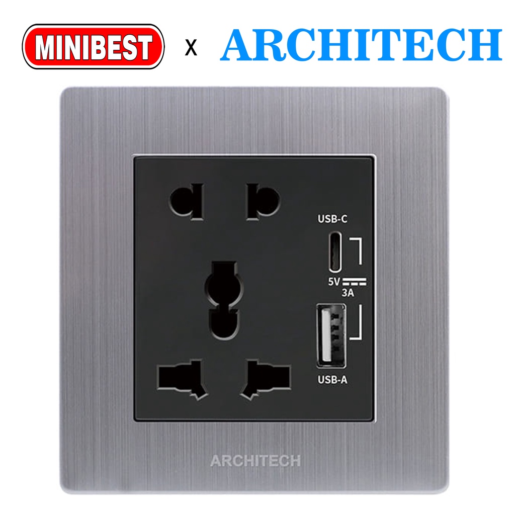 MINIBEST ARCHITECH VENUS A69 SILVER / SAKLAR USB / STOP KONTAK COLOKAN VENUS NEW 2.3