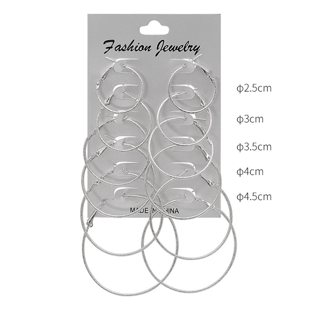 Hu Hu Hu Hu Hu Alat Bantu Pasang Kacamata♡ 6 Pasang Anting Tusuk Bentuk Lingkaran Bahan Metal Gaya Punk Untuk Wanita