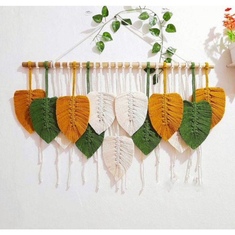 Dekorasi Dinding Macrame / Walldeco Macrame / Hanging Macrame / Hiasan Dinding Macrame Daun / Macram