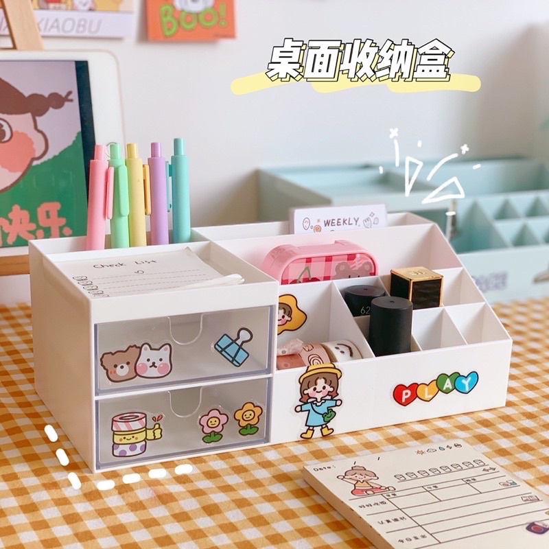 cute desk organizer stationery tempat penyimpanan alat tulis imut kawaii