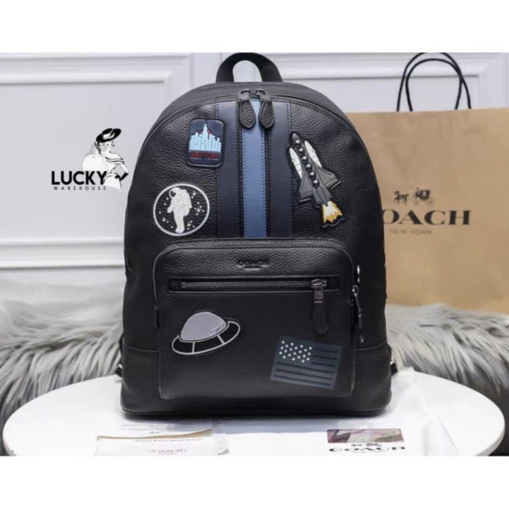 Coach West Backpack With Varsity Stripe &amp; Space Patches - ORIGINAL100%