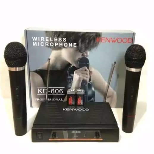Wireless Double Kenwood KD-606 Microphone / Mik Tanpa Kabel - Hitam