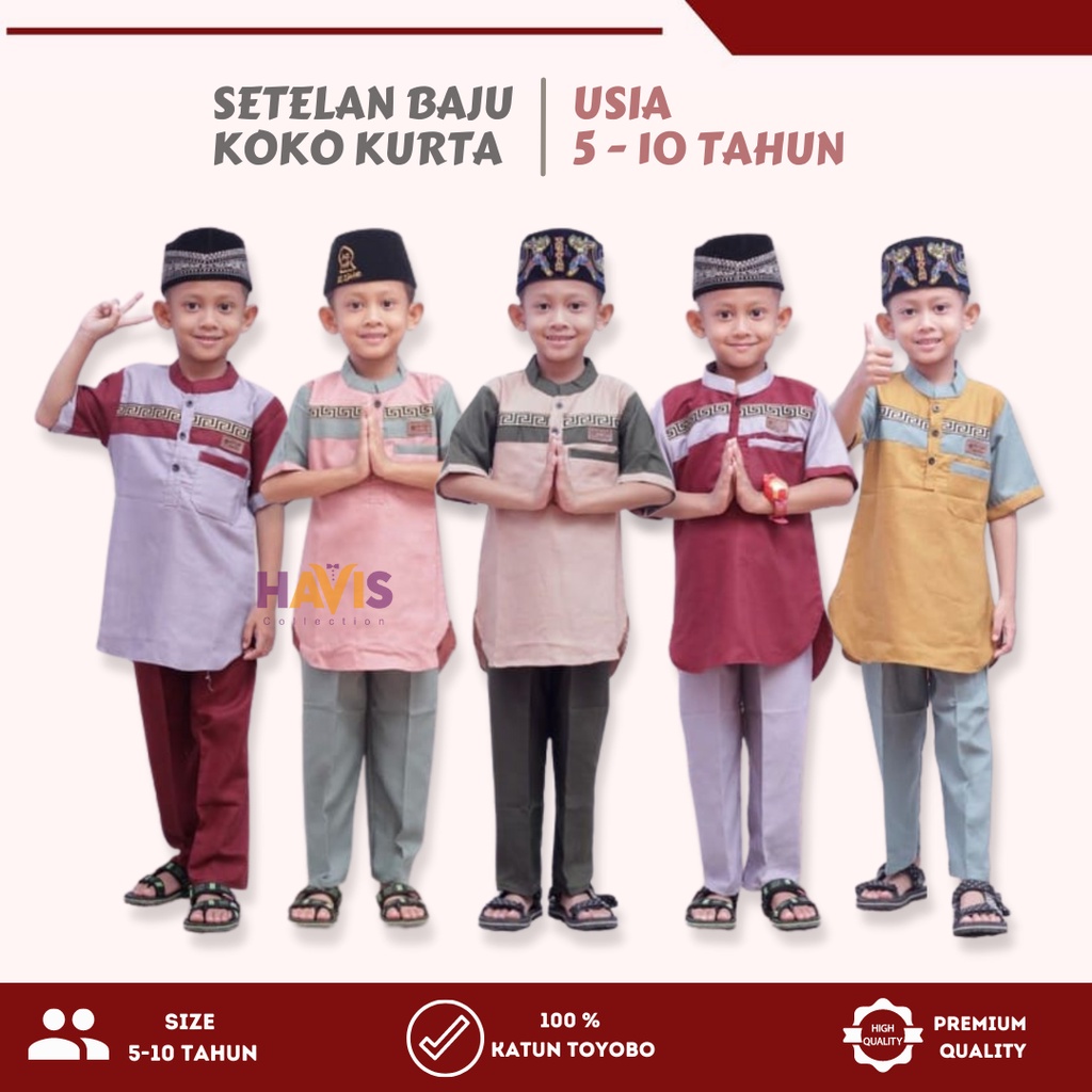 Baju koko anak setelan laki-laki Lengan Pendek Katun Original Toyobo Koko muslim anak Terbaru Promo