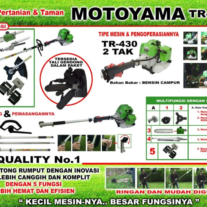 Mesin Potong Rumput Motoyama Tr 430 Dengan 5 Fungsi