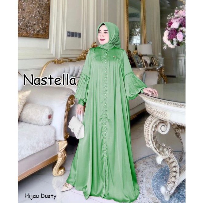 NASTELLA  gamis pesta mewah gaun walimatul bridemaid seragam lebaran casual gamis raya lebaran