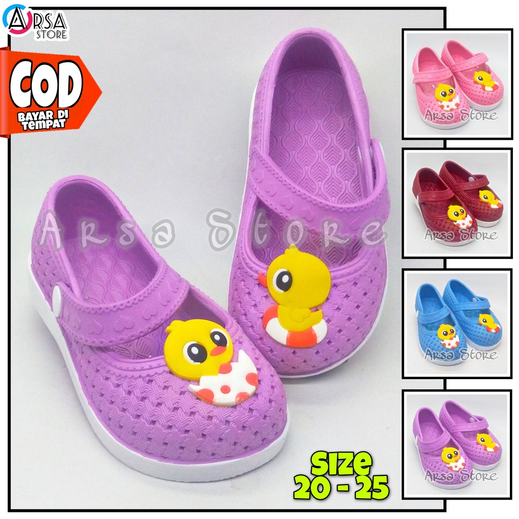 Sepatu Karet Anak Perempuan Import / Sandal Sepatu Jelly Anak Cewek Umur 1 2 3 Tahun Motif Bebek