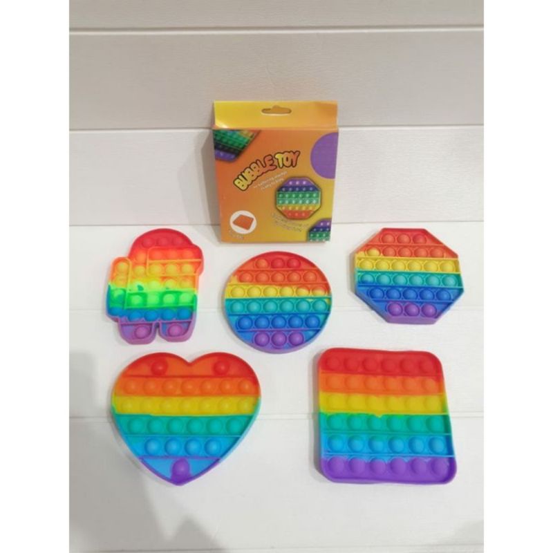 Pop It Fidget Toy Murah Rainbow Mainan Anak Penghilang Stress Anak