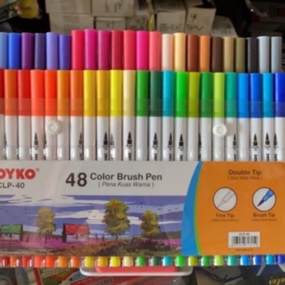 

Hot Sell.. Joyko Brush Pen Colour Spidol Set 48 Warna CLP-40 Dual Tip Marker CLP40