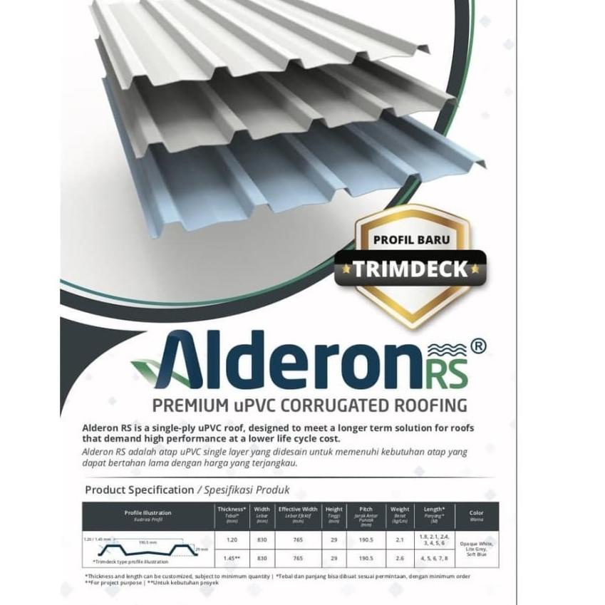 Terlaris.. Atap Alderon RS Type Trimdeck / Trimdek - Alderon Single Wall Corrugated