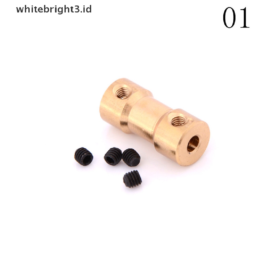 (whitebright3.id) Adaptor Konektor Kopling Shaft Motor Bahan Tembaga Ukuran 2 / 3 / 3.17 / 4 / 5mm