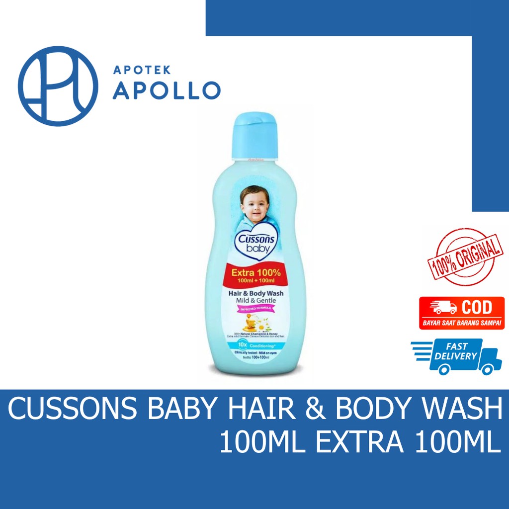 SABUN MANDI BAYI CUSSONS BABY HAIR AND BODY WASH 100ML + 100ML HAIR &amp; BODY WASH 100+100 SABUN SAMPO BAYI BUY 1 GET 1 MILD GENTLE BIRU