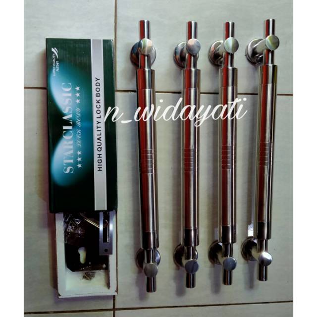 Handle Pintu Rumah Set / Gagang Tarikan Pintu Set Stainless  + Kunci
