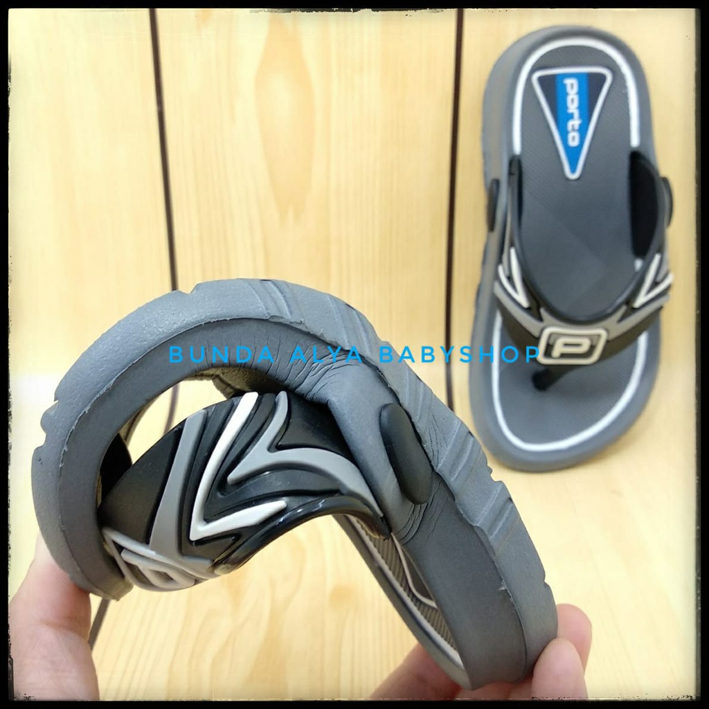 Sandal Anak Laki Laki Jepit Usia 3 4 5 6 7 Tahun Karet ABU Size 24 -35 Lentur - Sendal Anak Cowok Jepit Anti Licin PORTO Karet