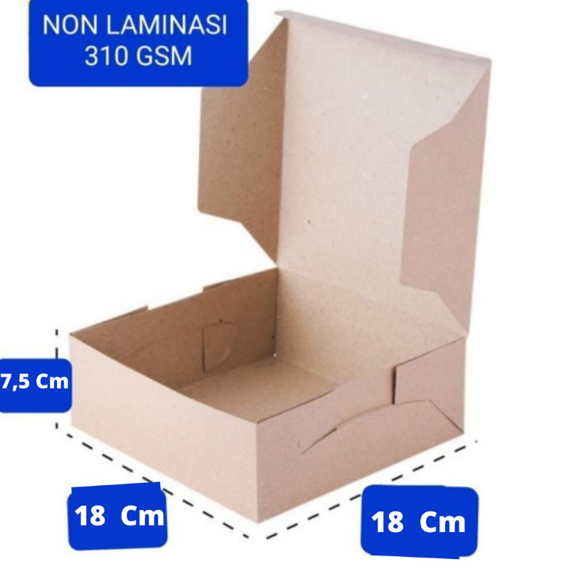 

BOX NASI KRAFT COKLAT 18x18 cm/DUS KUE KRAFT 18x18 cm TEBAL 310 GSM
