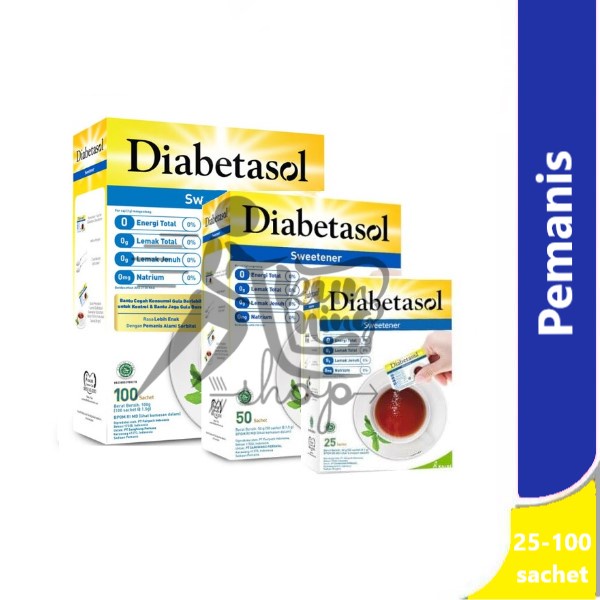 

Diabetasol Sweetener Zero Calories 25-100 sachets - pemanis alami bagi penderita diabetes