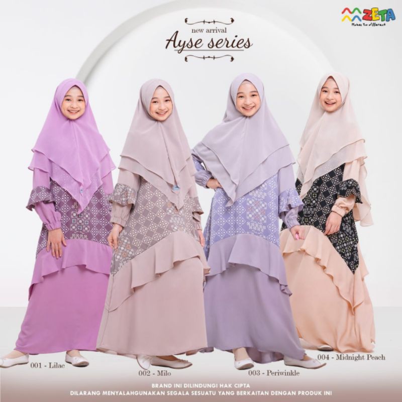 GAMIS ANAK DAN GAMIS REMAJA ZETA OUTFIT AYSE SERIES BAHAN MAXMARA LUX USIA 4-13 TAHUN LUCU KEKINIAN