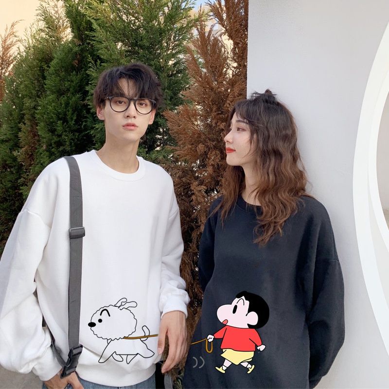 (S - 6XL) Sweater Hoodie COUPLE SHINCHAN SIRO DOG Cute Bigsize Jaket Matching Love Shin Chan Shin Chan Heart Jumbo Oversize S M L XL 2XL 3XL 4XL 5XL 6XL