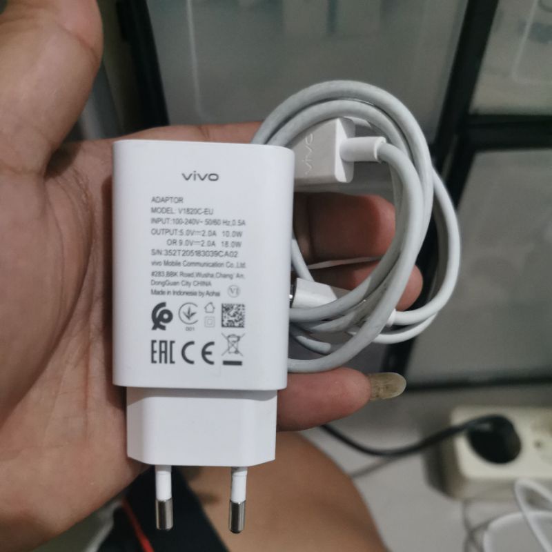 Charger Vivo Y20 Y20S G Bisa K ke Z1pro & S1 biasa Copotan Bawaan Original 18W Fast Asli Seaslinya