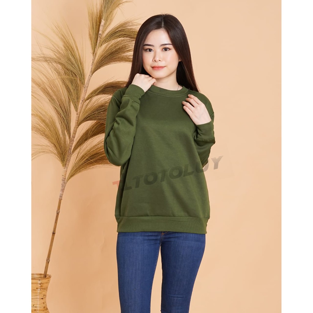 MUKZHOP - SWEATER POLOS CEWEK / JUMPER BASIC / TOTOLUY.ID / HIJAU ARMY