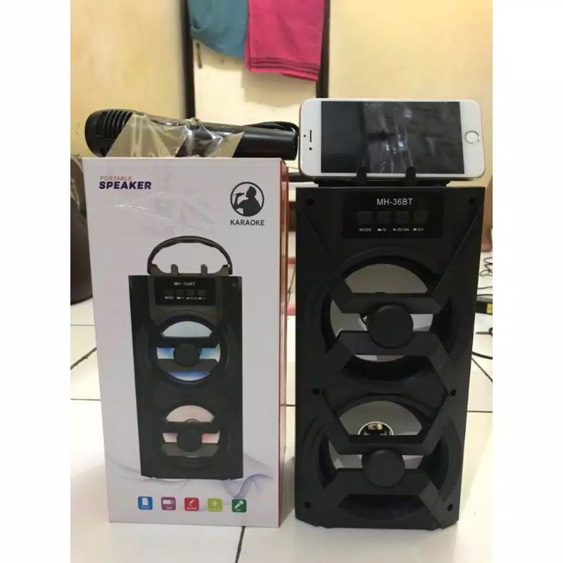 Speaker Bluetooth MH 36BT Bonus Mic/Speaker Karaoke MH-36BT SUPER BASS