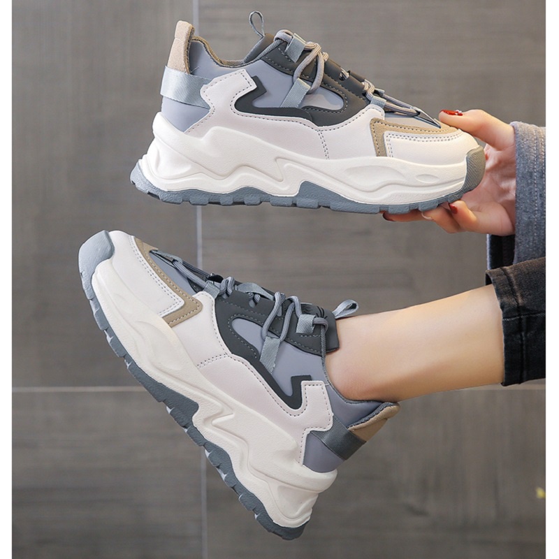 BJS2103 - GRAY - Sepatu Sneakers Fashion Wanita Cantik Import SEPATU WANITA SNEAKERS TALI FLAT FASHION IMPORT TERMURAH TERLARIS TERBARU BAGSTORE JAKARTA JSS2103