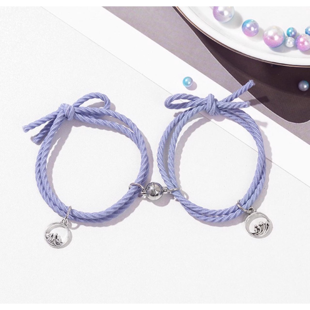 [2pcs / 1Pasang] Gelang Magnet Couple - Gelang Tali Couple Magnet Attract Persahabatan Bracelets - Gelang Couple Import