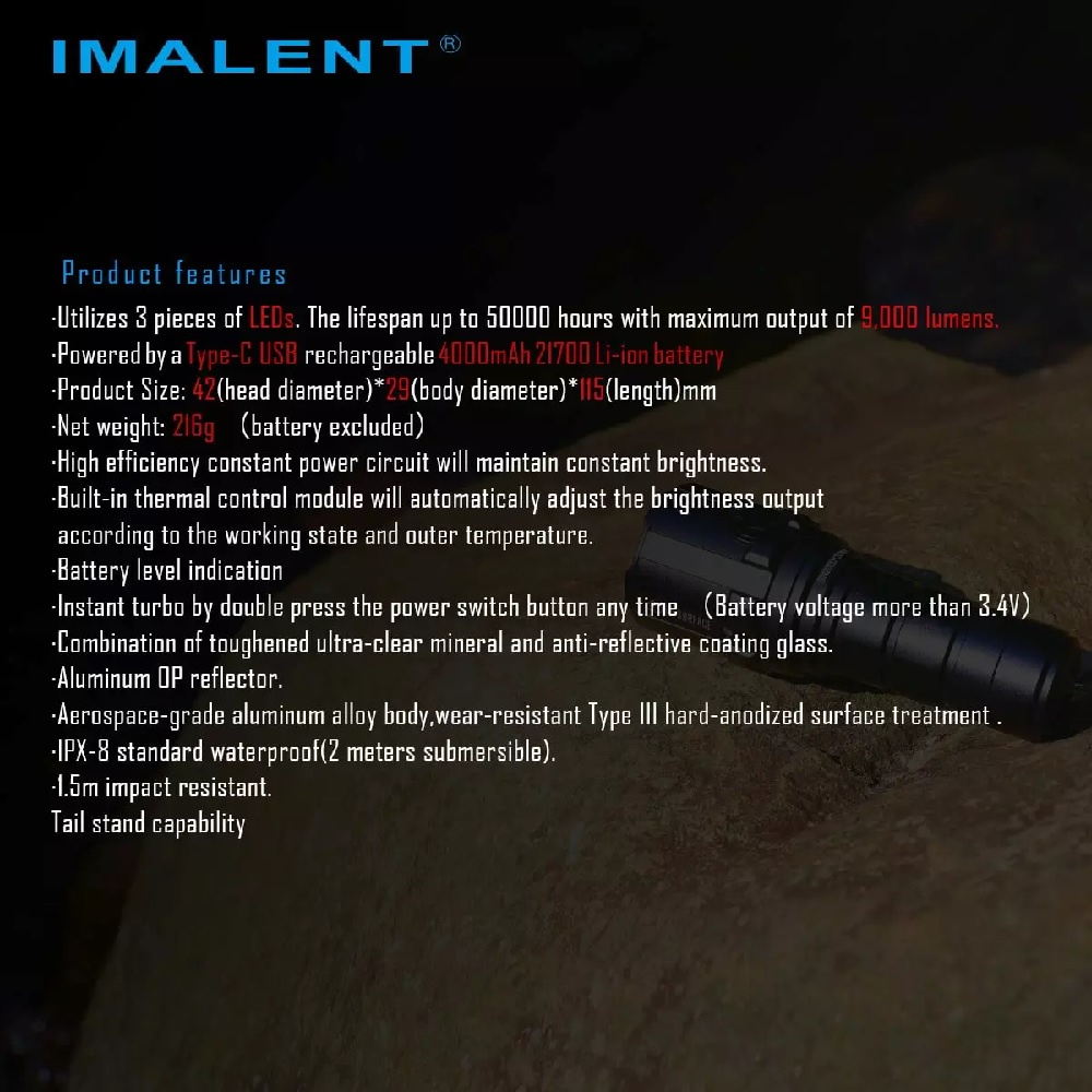 IMALENT R30C - Mini EDC Flashlight 9000 Lumens - Senter EDC Portabel