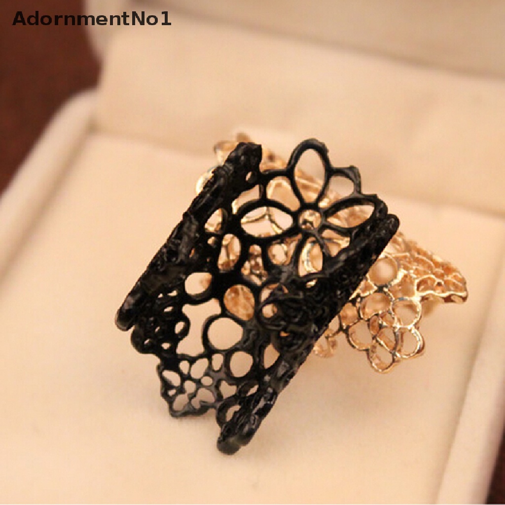 (AdornmentNo1) Cincin Lace Motif Bunga Aksen Hollow Untuk Perhiasan Wanita