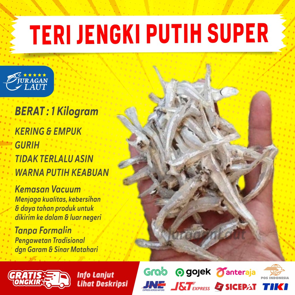 

Ikan Asin Teri jengki putih asin kering original super 1kg Istimewa