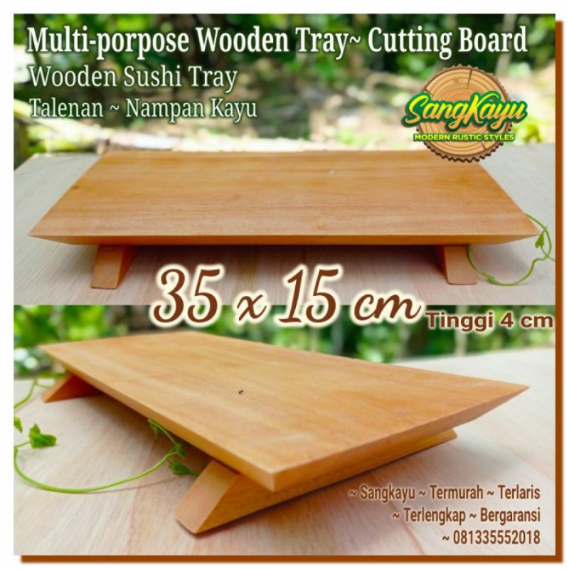 Sushi Wooden Tray 35x15x4cm nampan sushi serving tray talenan kayu