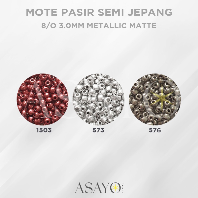 (1pon) Mote 8/0 Pasir Bambu 3.0mm Round Glass Beads METALLIC MATTE Asayo (Foto3)