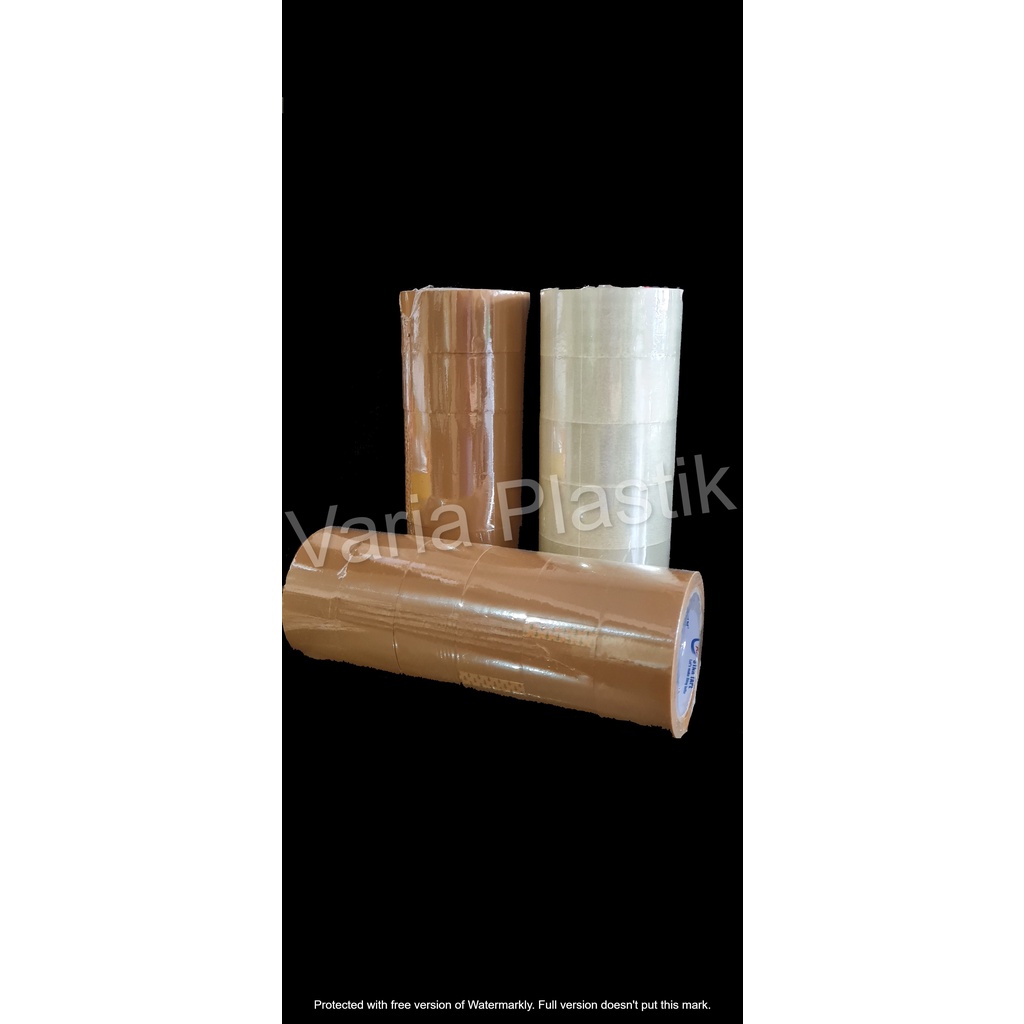 

Isolasi / lakban / Selotip Bening Coklat 45 mm x 90 Yard