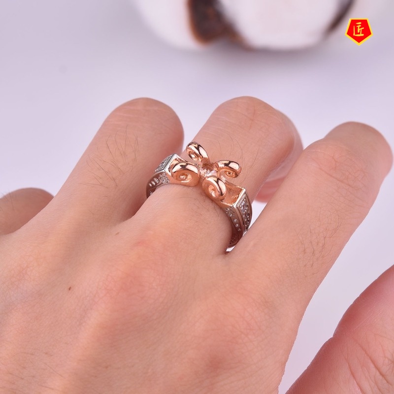 [Ready Stock]Creative 14K Rose Gold Two-Tone Ring