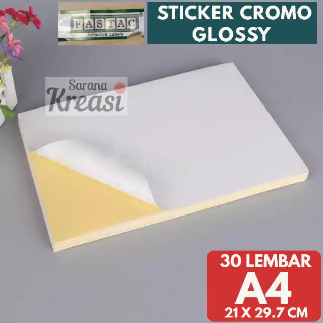 

Kertas Stiker Cromo Mengkilap A4 isi 30 Lembar / Sticker Glossy Paper