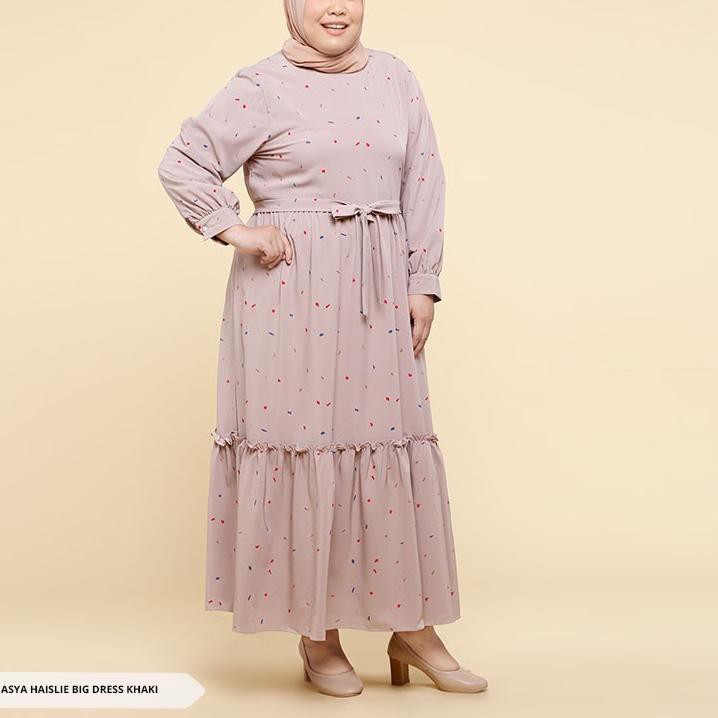 Paket Promo Sorabel - Asya Haislie Abstrak Bow Big Size Muslim Dress Baru Stock  Ω
