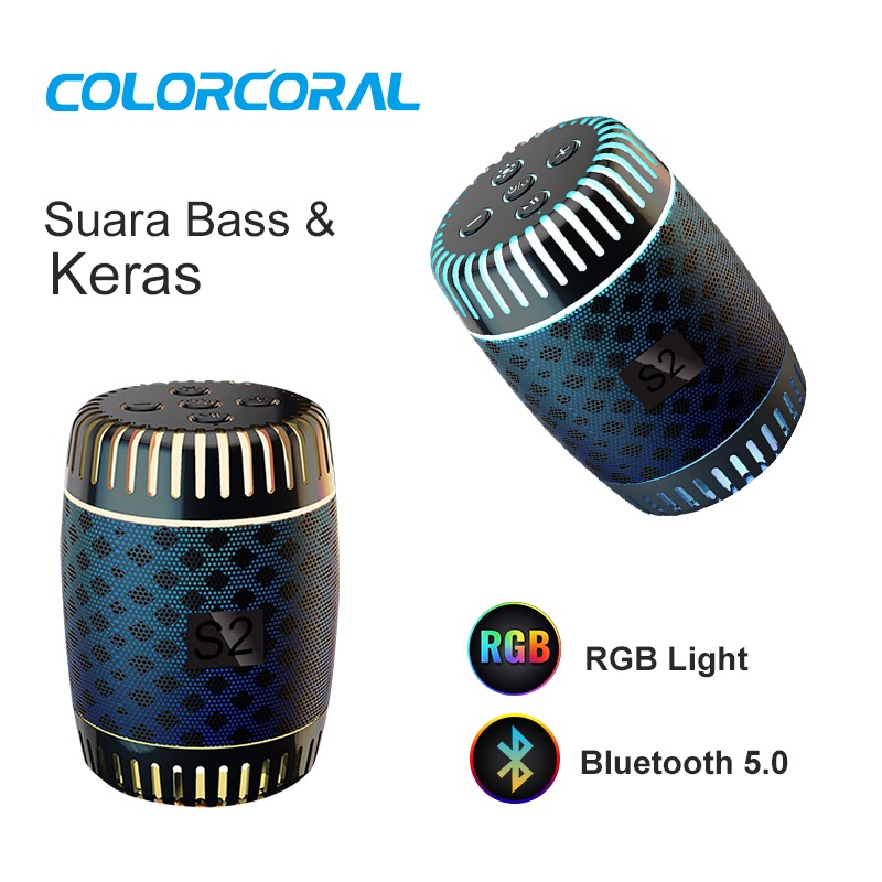 ColorCoral Speaker Bluetooth  Bass Reverberation Musik Box Bluetooth RGB Portable Wireless Speaker Spiker Bluetooth Party Home