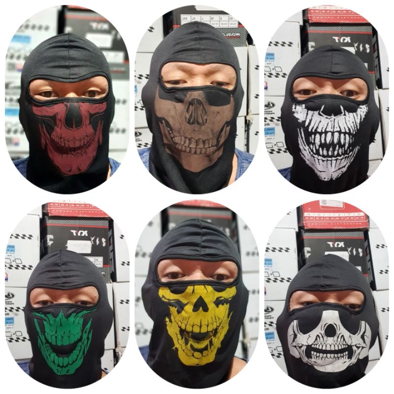 Masker Baff Hitam Motif Tengkorak Ninja Full Face Nyaman Buat Pakai Helm Sarung Tangan Dewasa