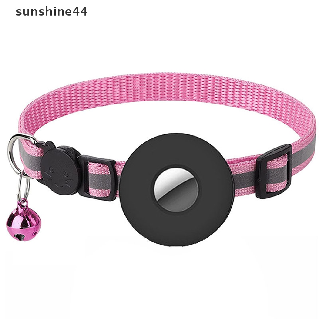 Sunshine Airtag Kalung Leher Anjing / Kucing Adjustable Bahan Nilon Reflektif Anti Hilang