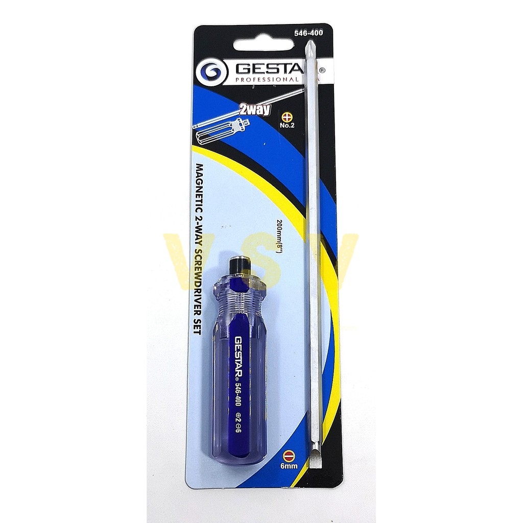 GESTAR Magnetic 2way screwdriver 200mm 546-400 / obeng bolak balik / plus min