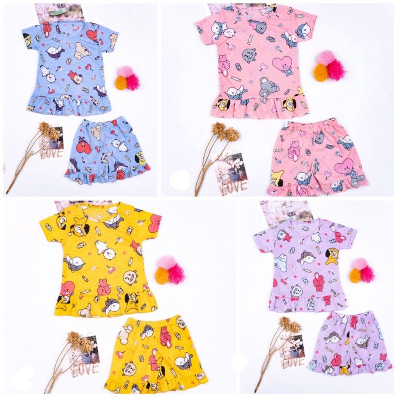 SETELAN ANAK / BAJU RUFFLE / SETELAN BAJU ANAK PEREMPUAN / BAJU RUFFLE BTS / BAJU ANAK LUCU / BAJU B