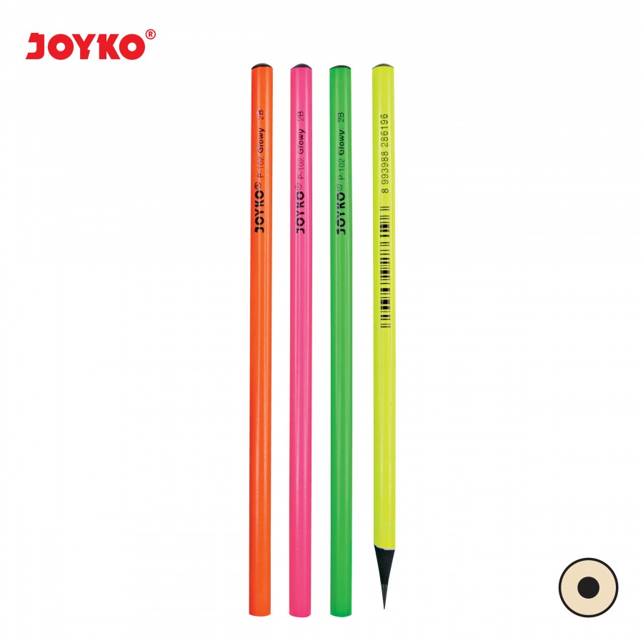 Pensil Joyko Glowy P-102 2B Black Wood Motif Bergambar Pencil Kayu Anak Serut Rautan