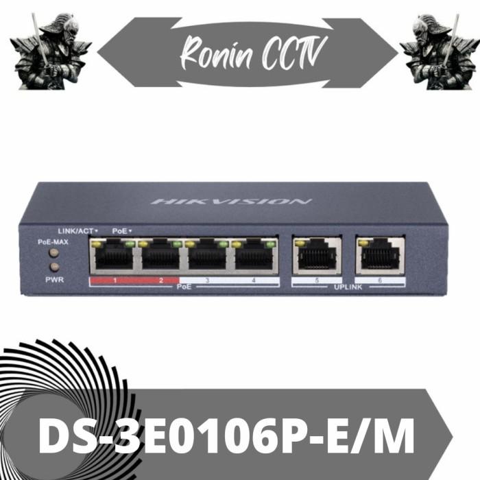 Switch Hub Poe 4 Port HIKVISION DS-3E0106P-E/M 4 Port Poe + 2 Uplink