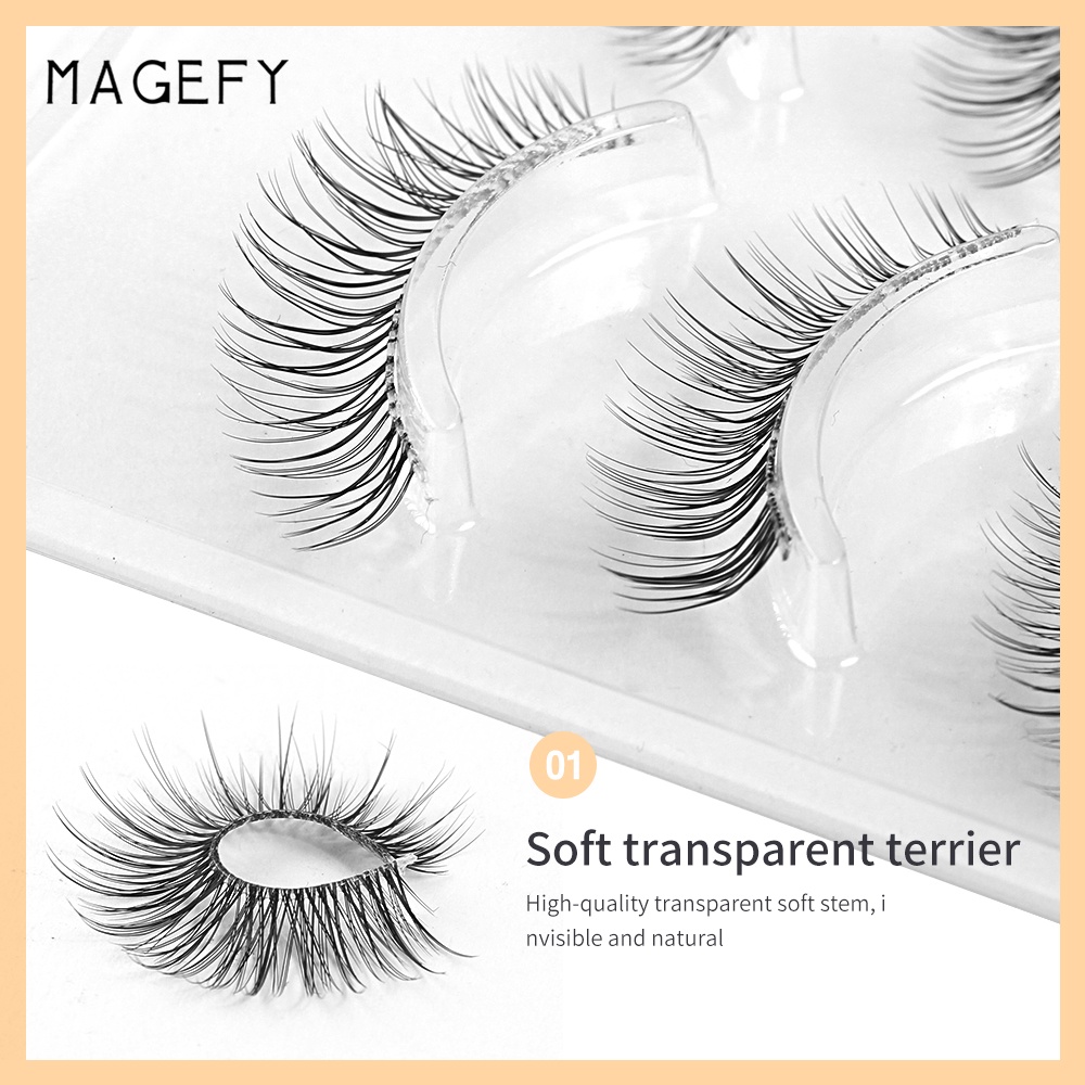 MAGEFY 3 Pasang/Set Bulu Mata Palsu Eyelash Lembut Alami Untuk Riasan Harian 7214