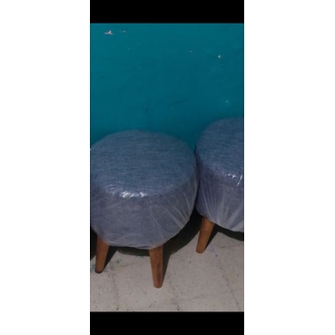 KURSI STOOL BULAT MOTIF POLOS ABU ABU