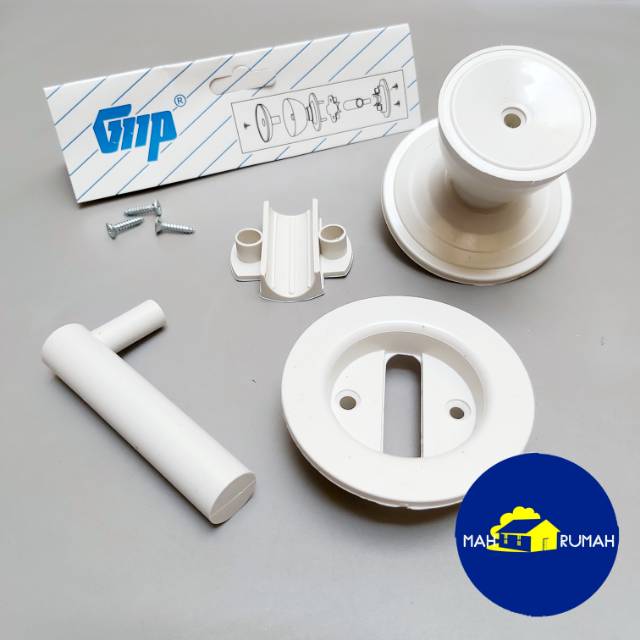 Kunci Pintu Bulat PVC Plastik Gagang Handle Kamar Mandi Putar Tarikan - GMP